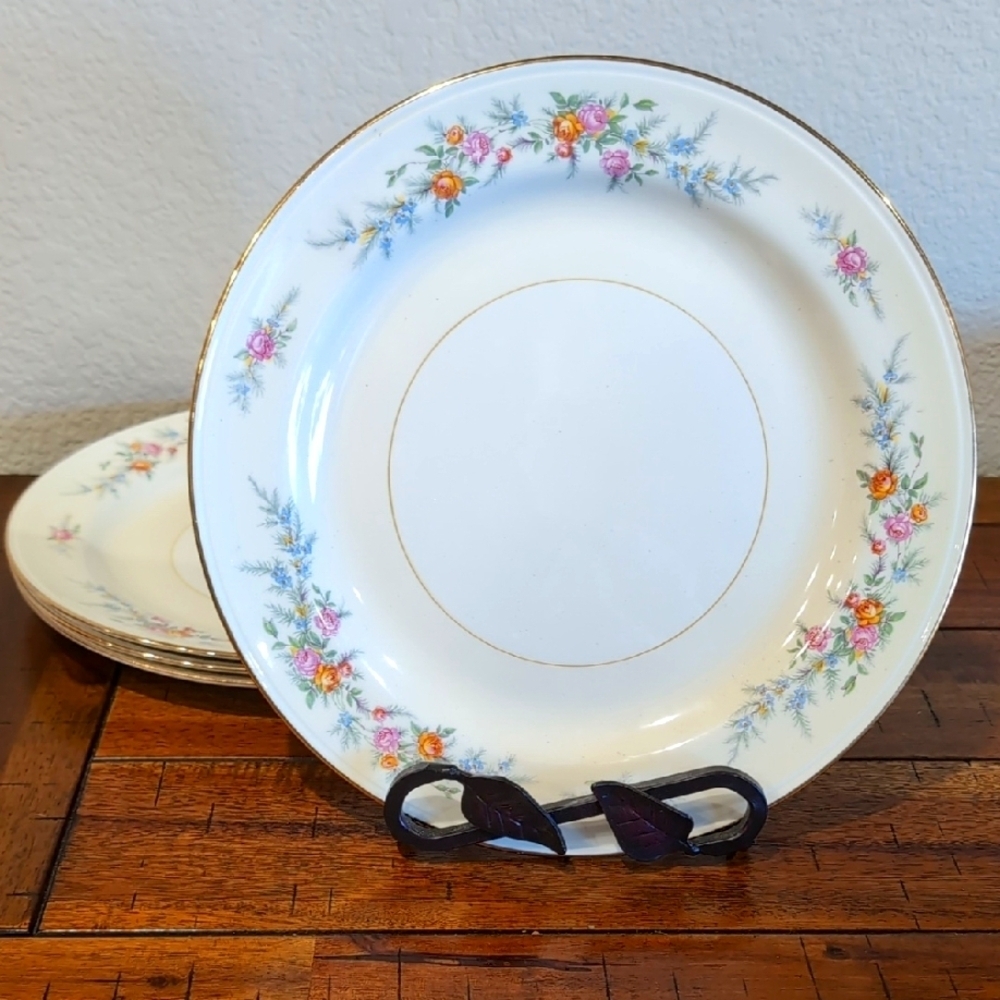 4 Vintage Homer Laughlin Eggshell Nautilus Ferndale China Dinner Plates 10"